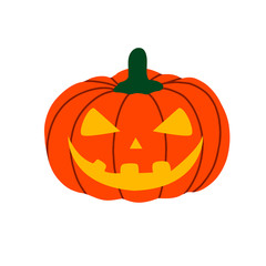 Evil pumpkin for Halloween. Creepy scary pumpkin lantern is a design element for Halloween. Vector flat illustrations