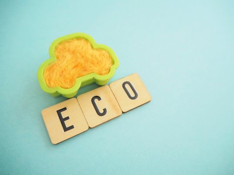 エコの単語と車のイメージ、エコカーエコドライブ