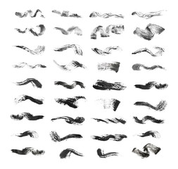 Set of different mascara strokes on white background