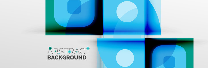 Bright color circles, abstract round shapes and triangles composition with shadow effects. Vector modern geometric design template