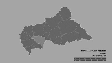 Location of Ombella-M'Poko, prefecture of Central African Republic,. Bilevel