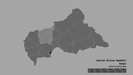 Location of Ouham, prefecture of Central African Republic,. Bilevel