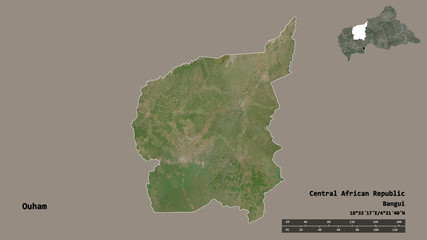 Ouham, prefecture of Central African Republic, zoomed. Satellite