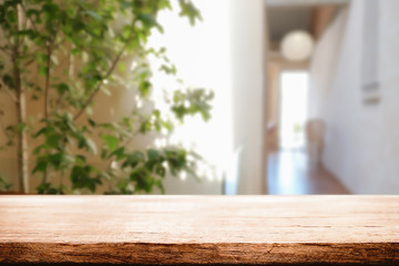 coffee shop blurred background with wood montage.