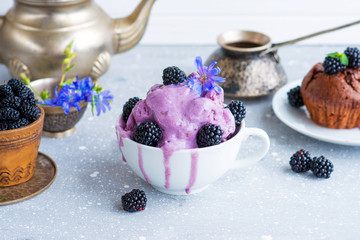 ice cream blackberry, lilac food, dessert, homemade recipe