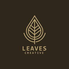 leaves vintage logo template design vector