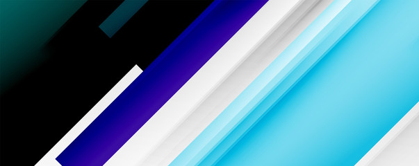 Geometric abstract backgrounds with shadow lines, modern forms, rectangles, squares and fluid gradients. Bright colorful stripes cool backdrops