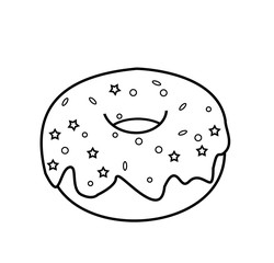 contour image of a doughnut with icing and stars
