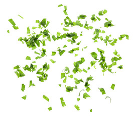Cut fresh green parsley on white background