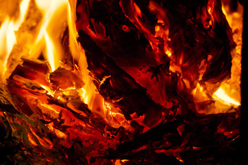 beautiful fire of manuscripts that burn in the fireplace