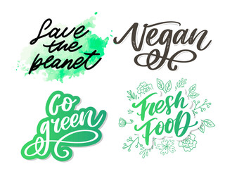 Go Green Creative Eco Vector Concept. Nature Friendly Brush Pen Lettering Composition On Distressed Background