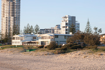 Fototapeta na wymiar Buildings near the sandy beach, Queensland, Australia
