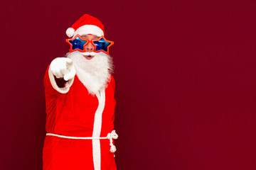 Sales, marketing,selling time! Santa is gesturing with hand shows at you.