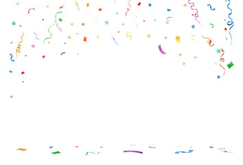 Vector illustration of falling confetti on a transparent background.