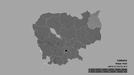 Obraz premium Location of Rôtânôkiri, province of Cambodia,. Bilevel