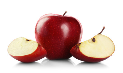 Fresh juicy red apples isolated on white