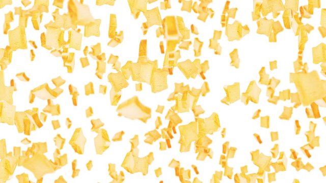 Flying many plain bread slices on black background. Foodstuff, Food and eating concept. 3D animation of wheat bread slice rotating. Loop animation.