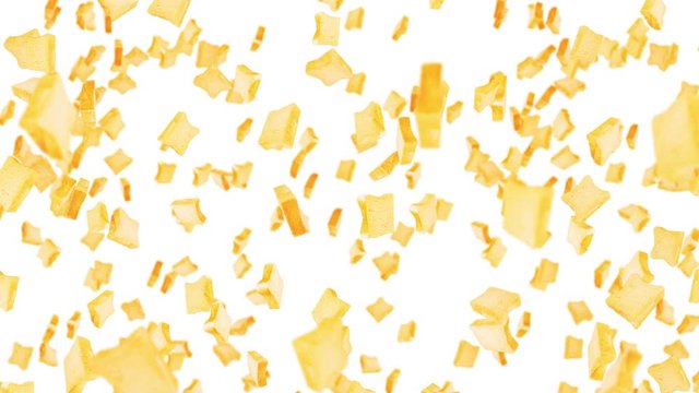 Flying many plain bread slices on black background. Foodstuff, Food and eating concept. 3D animation of wheat bread slice rotating. Loop animation.