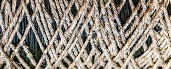 Coil with rolled twine, close up view