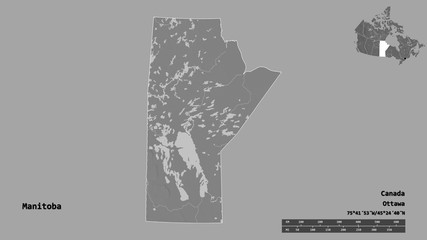Manitoba, province of Canada, zoomed. Bilevel