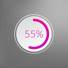 55 percent isolated pie chart. Percentage vector, infographic icon on dotted background. Sign for business, finance, web design, download, progress