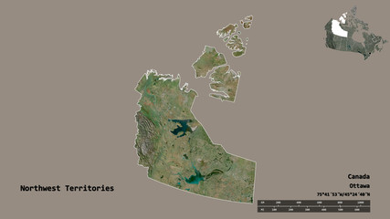 Northwest Territories, territory of Canada, zoomed. Satellite