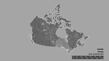 Location of Ontario, province of Canada,. Bilevel