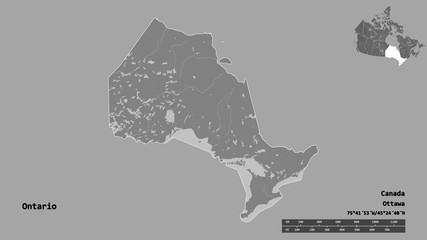 Ontario, province of Canada, zoomed. Bilevel