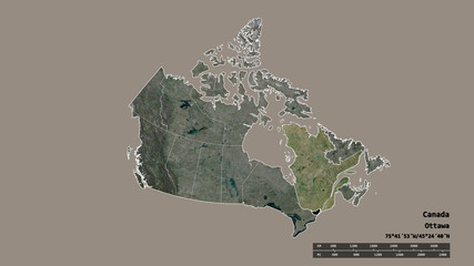 Location of Québec, province of Canada,. Satellite