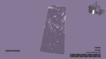 Saskatchewan, province of Canada, zoomed. Administrative