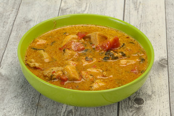 Traditional thai curry chicken soup