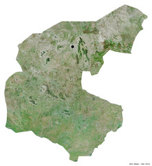 Guéra, region of Chad, on white. Satellite