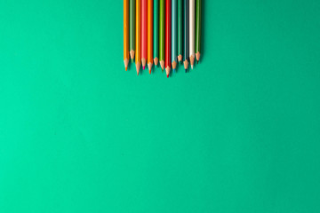 different stationary items and notebooks on the blue background. minimalism. flat lay