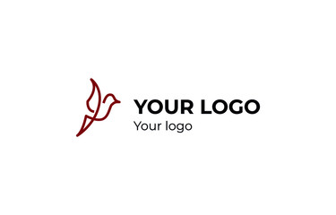 Logo - one line silhouette of a bird in profile with a tail and a wing