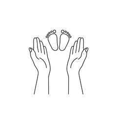 adult hands and child feet