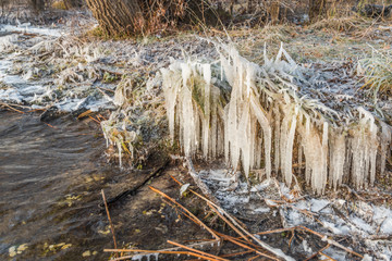 Ice growths due to a strong night frost on the banks of the Usa river