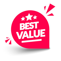 Vector Illustration Best Value Bagde. Modern Red Round Web Button.