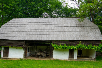 authentic and traditional house made of clay and thatched roof and wood