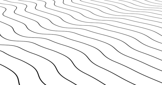4k thin black moving 3d flat lines on white background. Seamless looping morph layout BG for basic orange, red, colorful text. Wavy dynamic elegant pattern. Dark stroke on light. Motion curved banner 