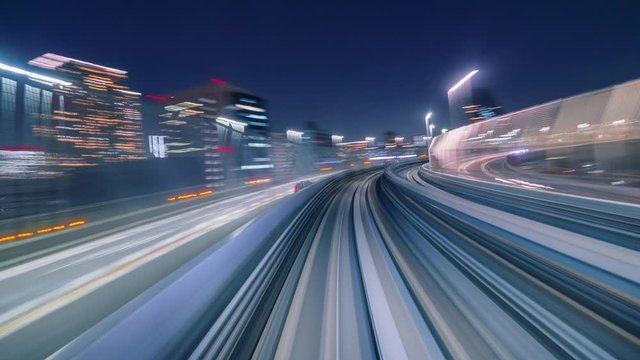 4K Hyperlapse of automated train moving across Rainbow bridge, Tokyo, Japan 
