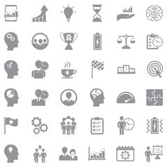 Business Productivity Icons. Gray Flat Design. Vector Illustration.