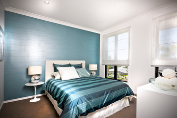 Fototapeta na wymiar Bedroom design in a luxury modern house