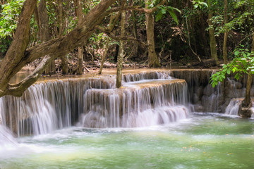 Huay Mae Kamin or Huai Mae Khamin Waterfall at Khuean Srinagarindra National Park or Srinagarind Dam National Park in Kanchanaburi Province, Thailand