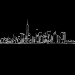 Obraz premium Rysunek panoramę Nowego Jorku