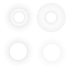 Radial halftone dots in Circle Form for comic books . fireworks Explosion background . Vector Illustration . Starburst
 round Logo . Circular Design element . Abstract Geometric star rays . Sunburst .