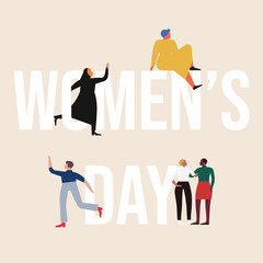 Flat Vector Illustration Style Multicultural Womens Day