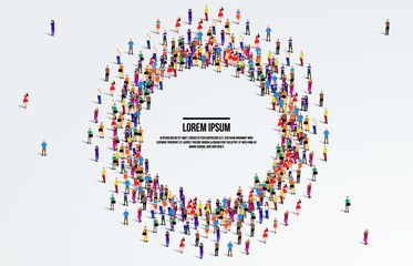 A large group of people on a white background. Aerial view of people crowd. vector Illustration.