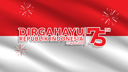 Obraz na płótnie Canvas vector illustration. 17 August Indonesia's Independence Day. Flag background fluttering. longevity Republic of Indonesia