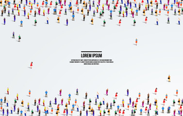 A large group of people on a white background. Aerial view of people crowd. vector Illustration. © Sudarsan Thobias