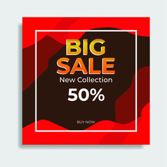 Big sale template design on black and red background. Great vector for social media, online shop, web, product marketing, sales promotion, fashion etc.